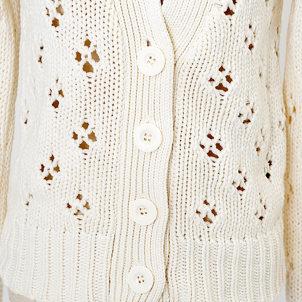 Vintage chunky sweater cardigan cream Route 66 S - Picture 3 of 13